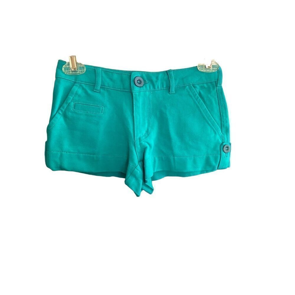 Shinestar family girls teal green side slit pocket shorts size small